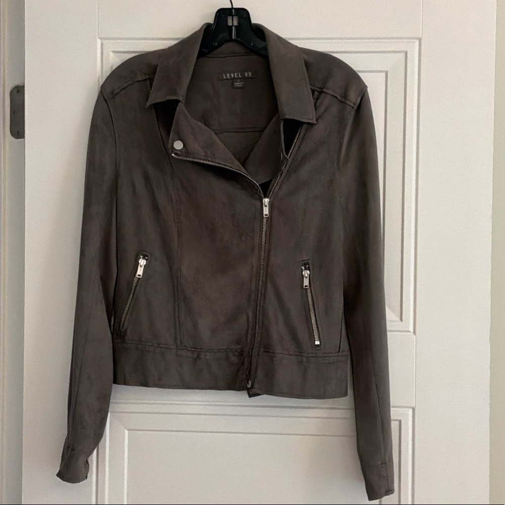Level 99 Women's Charcoal Faux Suede Jacket